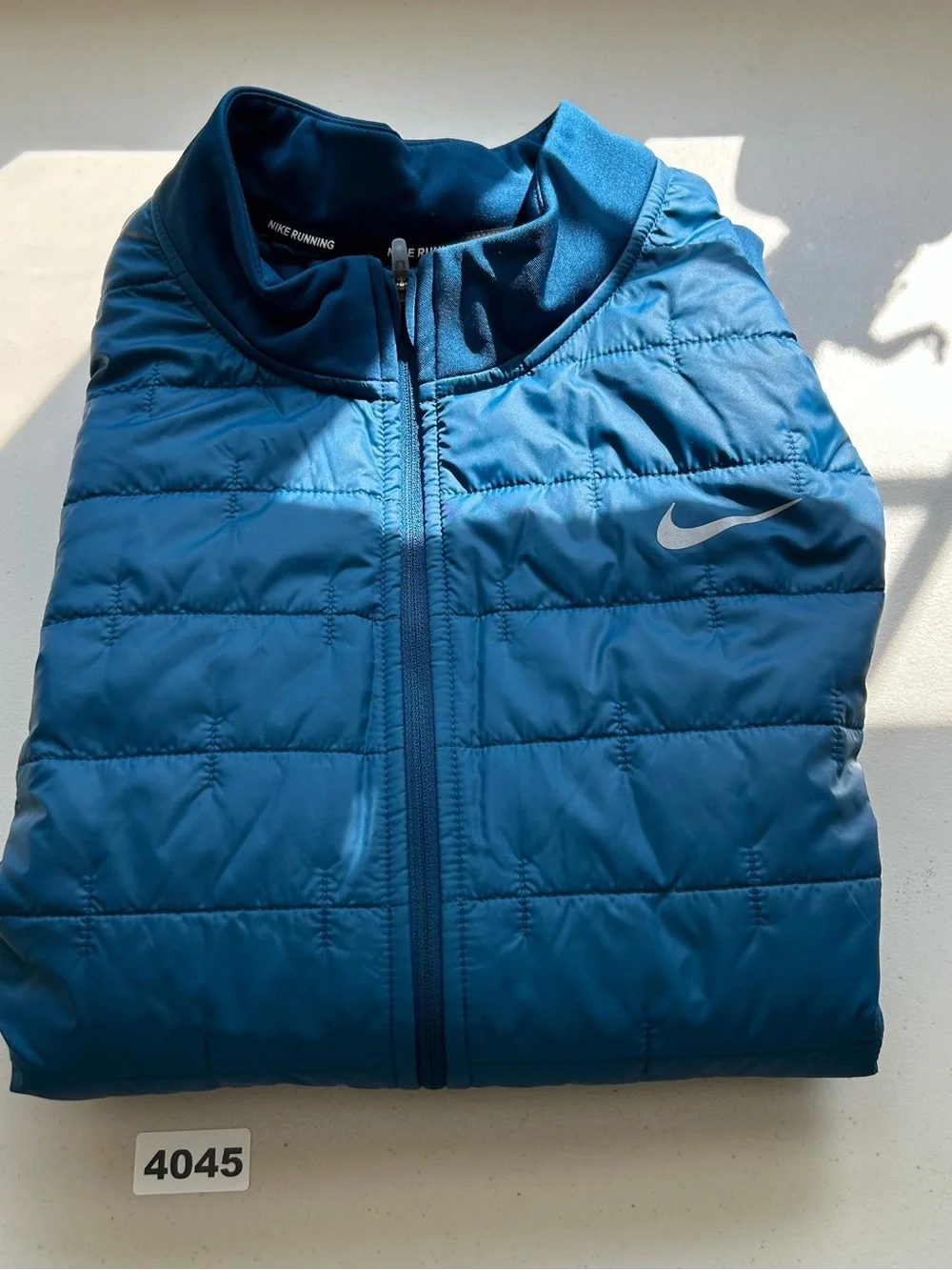 Nike Running Puffer Vest Women Size 3X Blue Therma-Fit Full Zip Lightweight